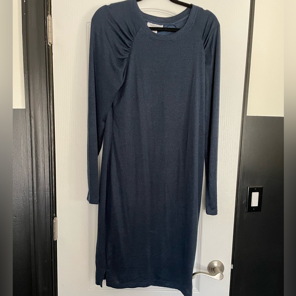 Blue Knit Maternity Dress